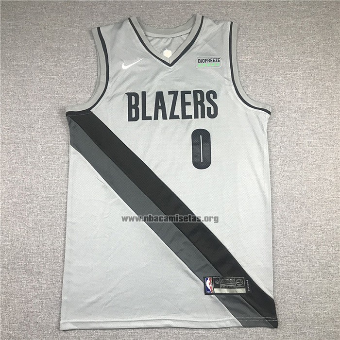 Camiseta Portland Trail Blazers Damian Lillard NO 0 Earned 2020-21 Gris